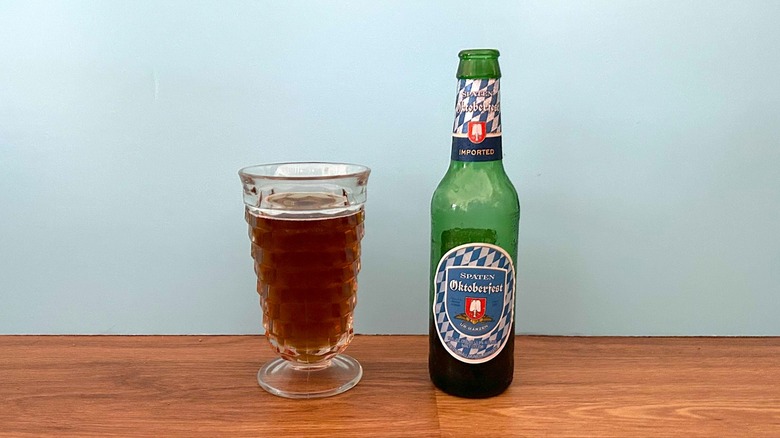 Glass and bottle of Spaten Oktoberfest Ur-Märzen