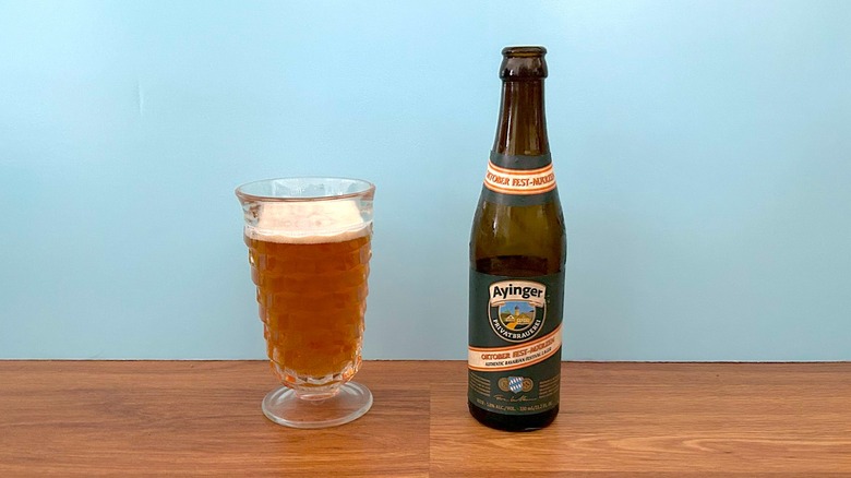 Glass and bottle of Ayinger Oktober Fest-Märzen
