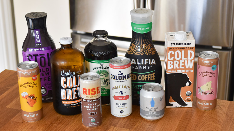 Several varieties of iced coffee brands