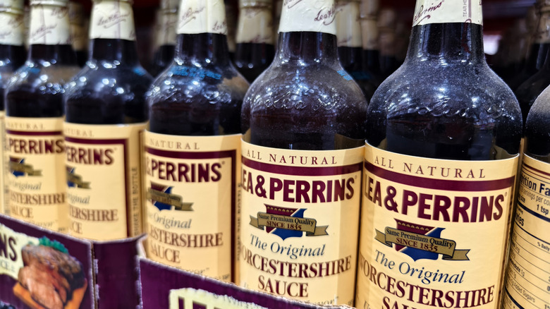Bottles of Worcestershire sauce