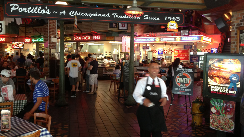 Interior of a Portillo's fast food restaurant