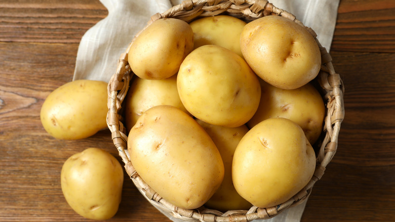 Basket of young potatoes