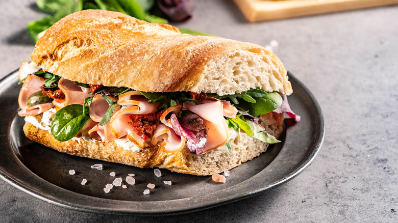 Sandwich on dark plate