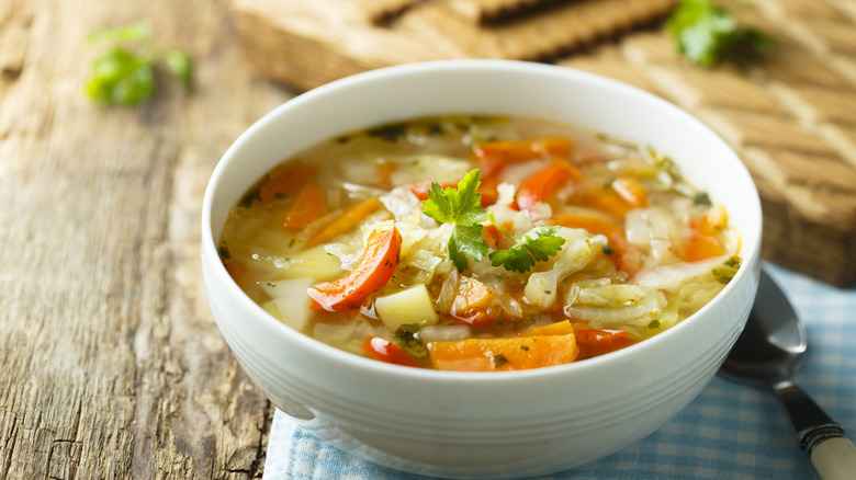 Vegetable soup in a bowl