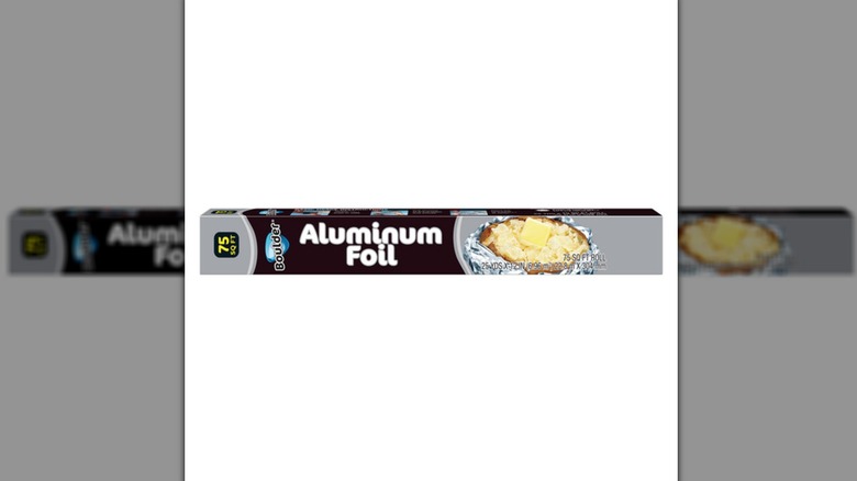 A box of Boulder Aluminum Foil from Aldi