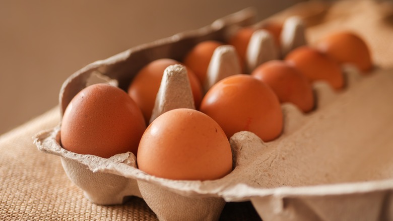 eggs in a cardboard egg carton