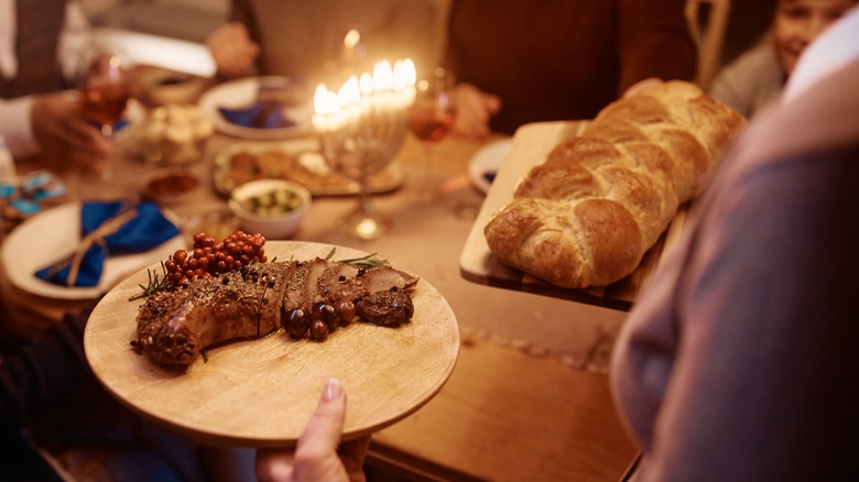 Brisket served at Hanukkah