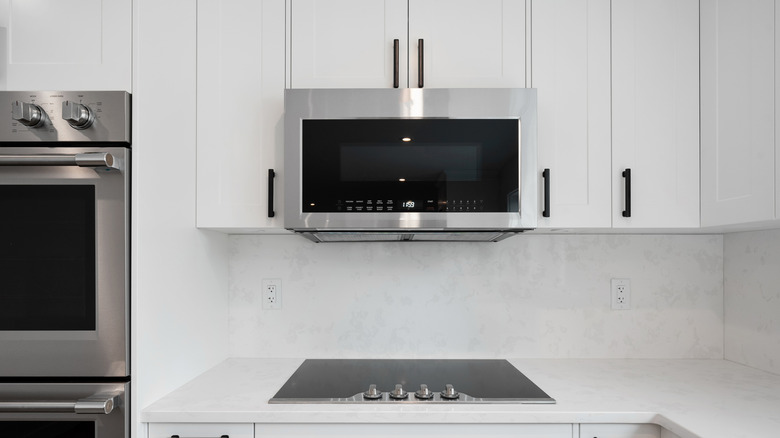 A built-in microwave in a kitchen