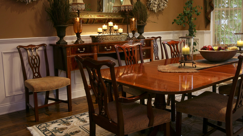 A dated formal dining room