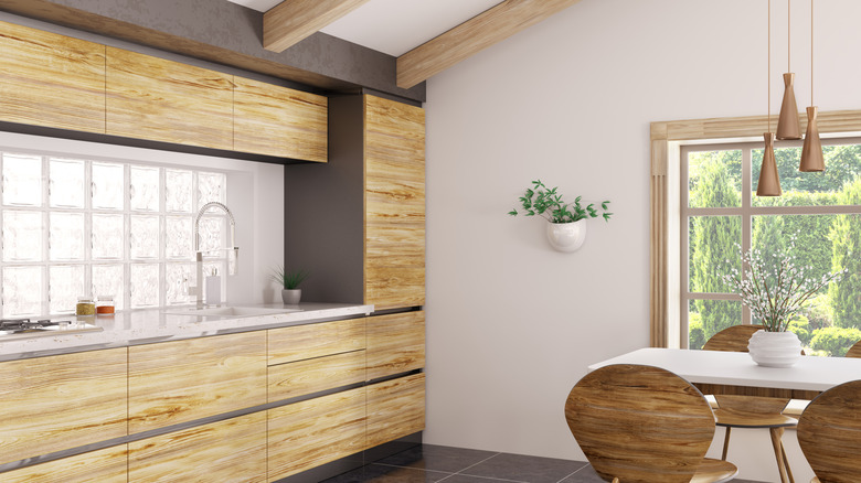 glass block kitchen backsplash