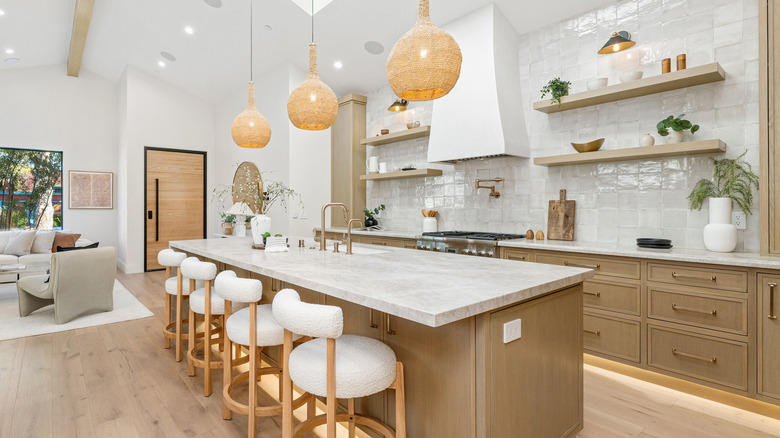 Open shelving in a kitchen