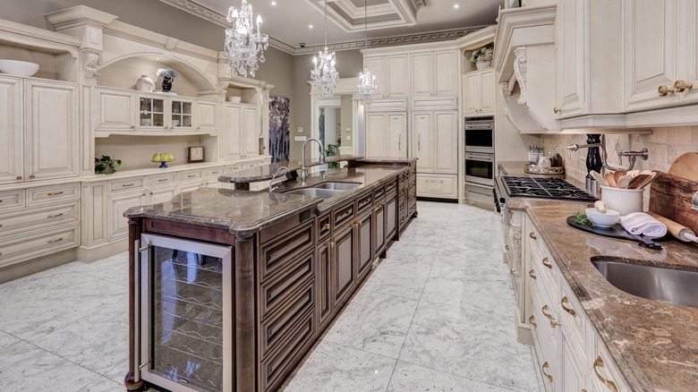 Opulent accessories in a dated kitchen