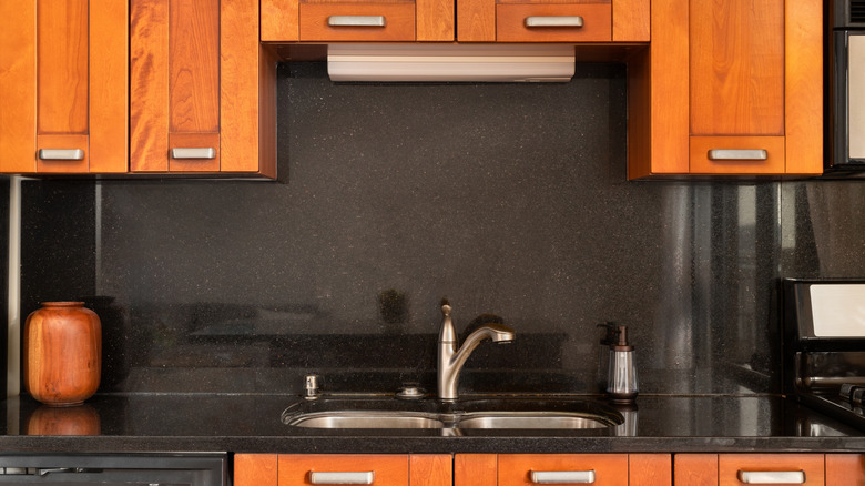 speckled granite backsplash