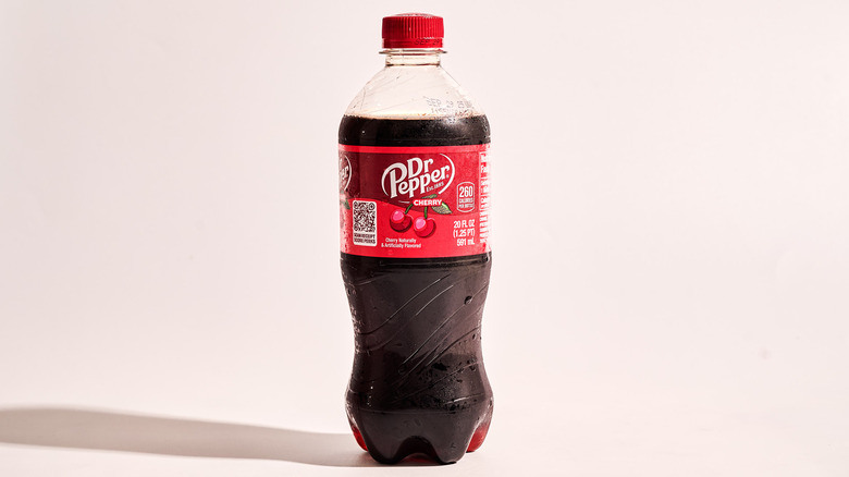 Bottle of Dr. Pepper on a table