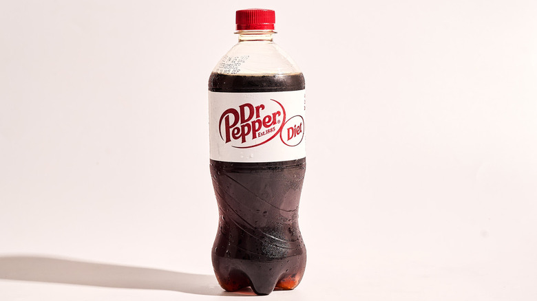 Bottle of Dr. Pepper on a table