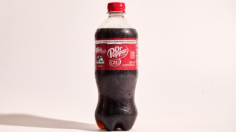 Bottle of Dr. Pepper on a table
