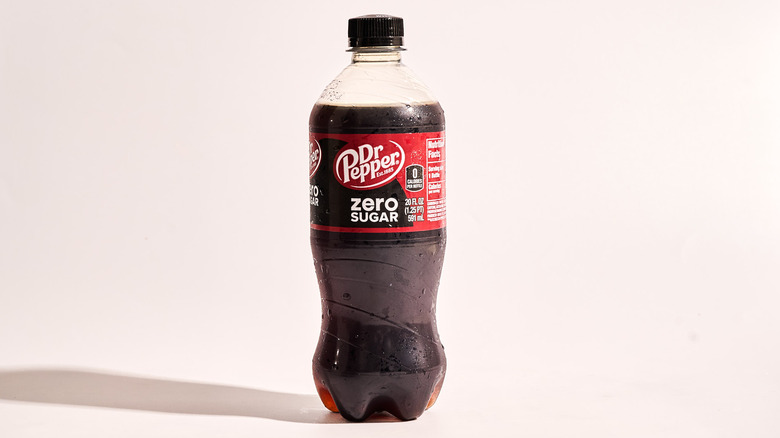 Bottle of Dr. Pepper on a table