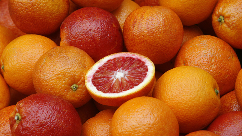 Half and whole blood oranges