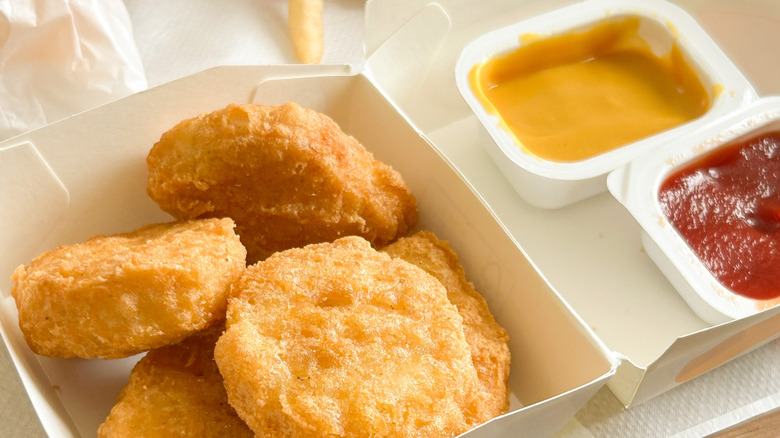 McNuggets and mustard dipping sauce