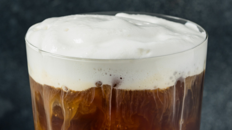 Homemade coffee with cold foam