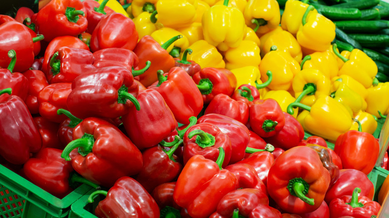 Bell peppers in baskets