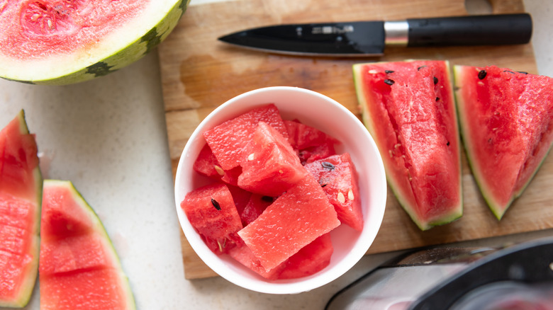 Watermelon on a cutting board