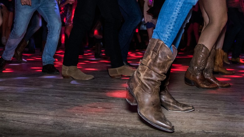 country line dancers' shoes and boots