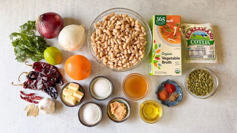 Refried Mayocoba beans ingredients on countertop