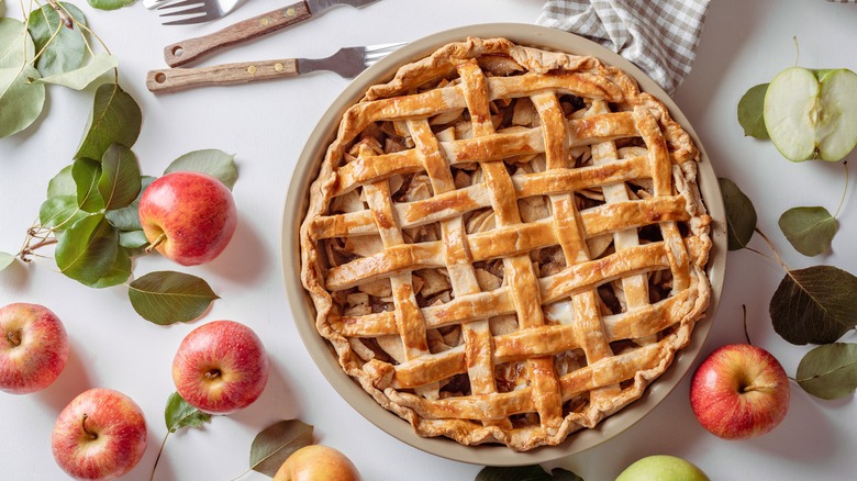 Apple pie on a table