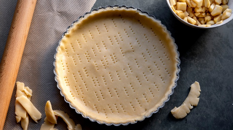 Pie dough in a pan