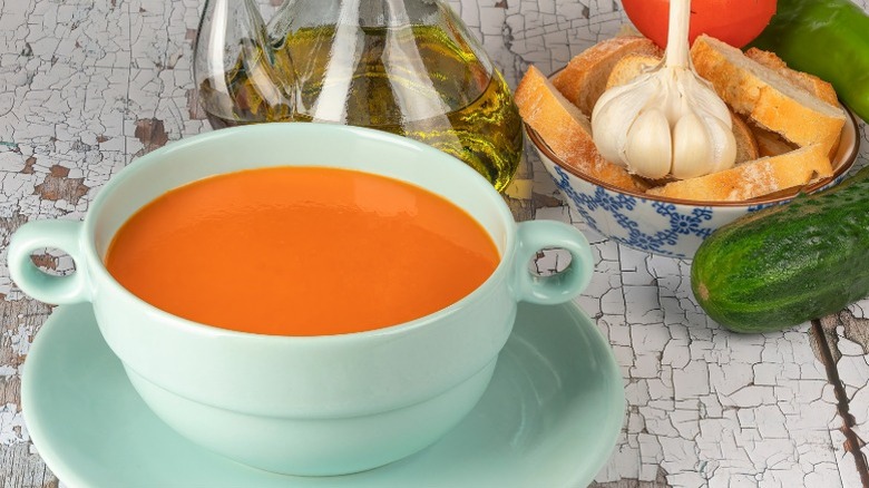 Gazpacho soup with ingredients