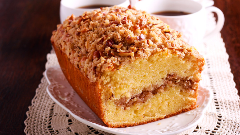 Close-up of coffee cake on a plate