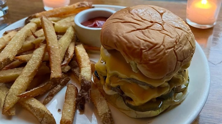 The double decker and fries at Ingas Bar.