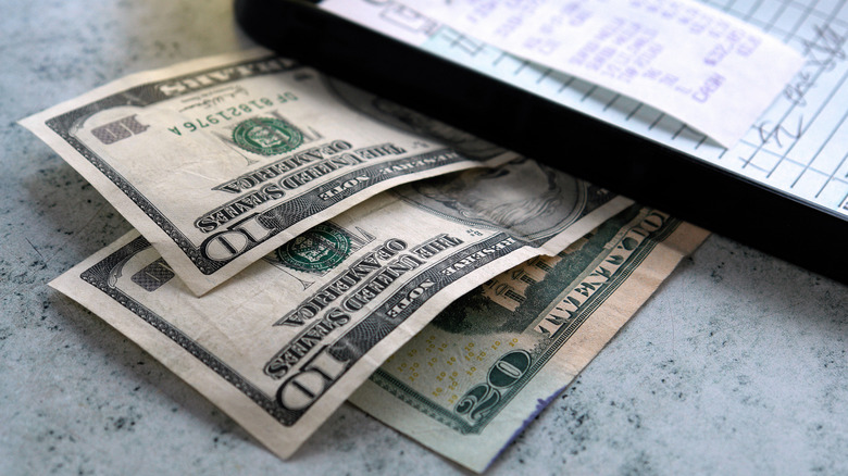 A $40 tip on a restaurant table