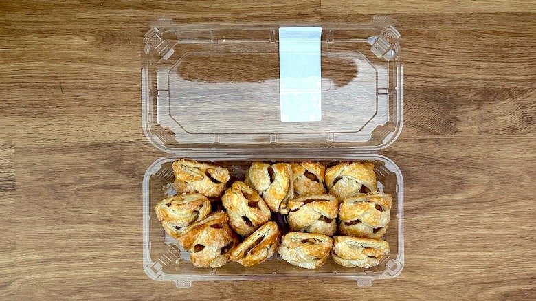 Open package of Caramel Apple Strudel Bites from Costco