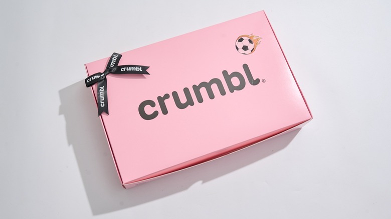Crumbl cookie box on a table