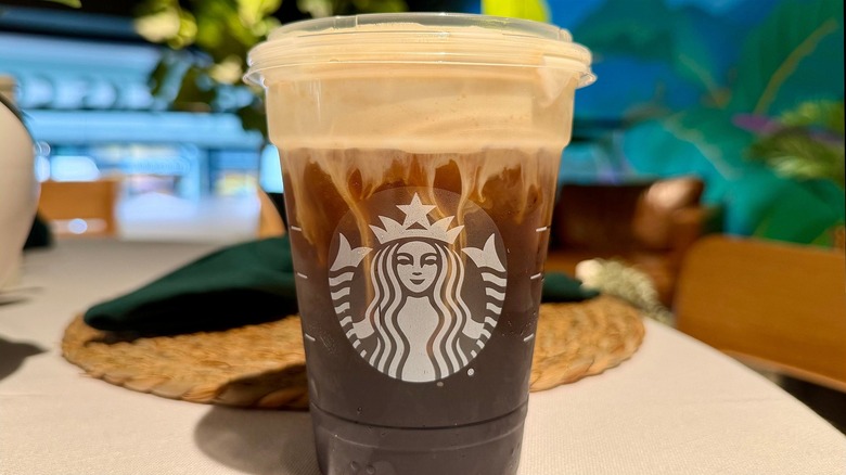A Starbucks Plain Protein Cold Foam with Cold Brew drink