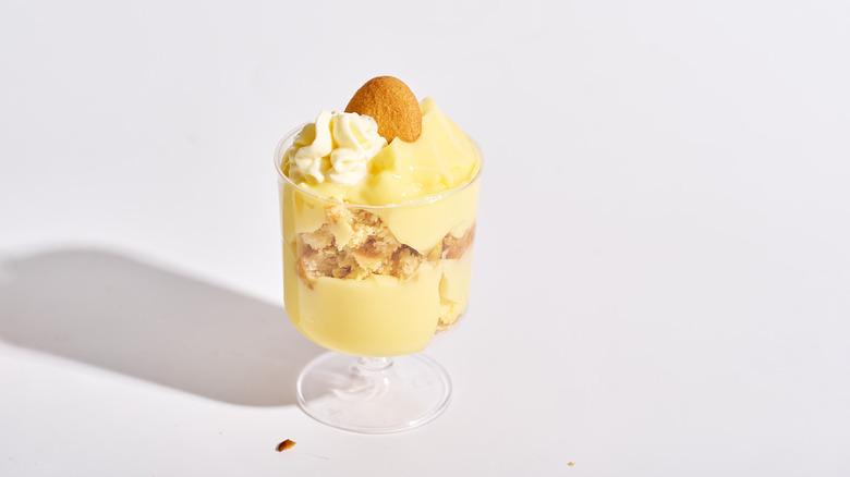 banana creme pie trifle on a table