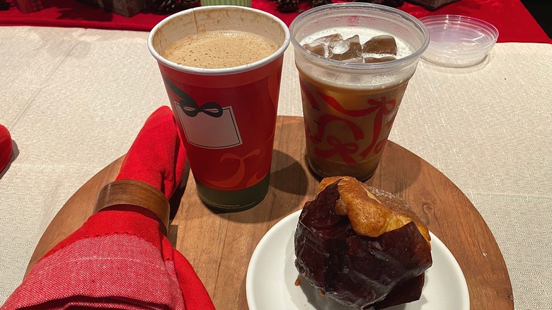 Starbucks coffee drinks with pastry