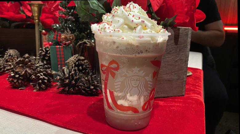 Frozen holiday hot chocolate beverage