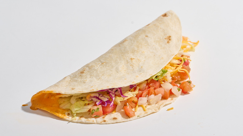 Taco Bell crispy chicken taco on a table