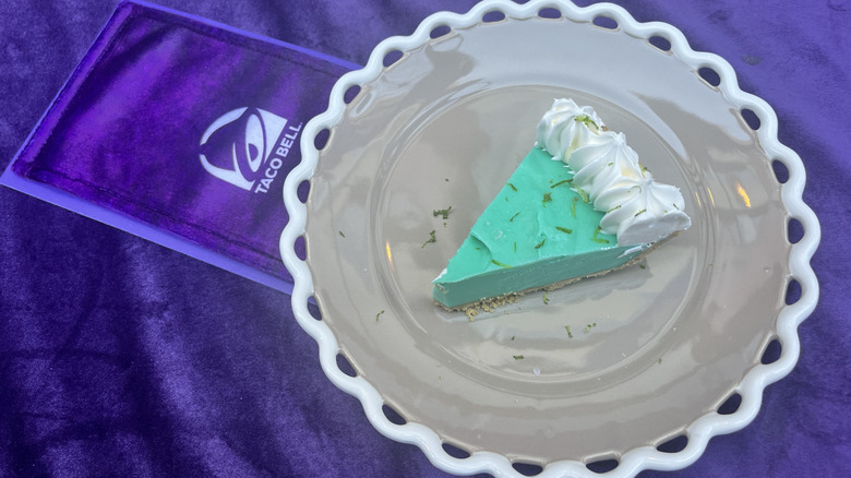A slice of Baja Blast pie on a plate