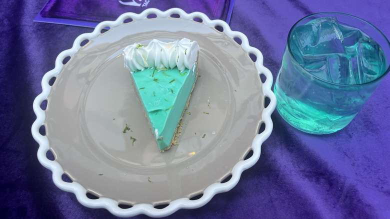 A slice of Baja Blast pie and the soda in a glass