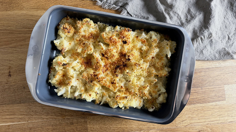 HexClad Rectangular Pan, with cauliflower gratin