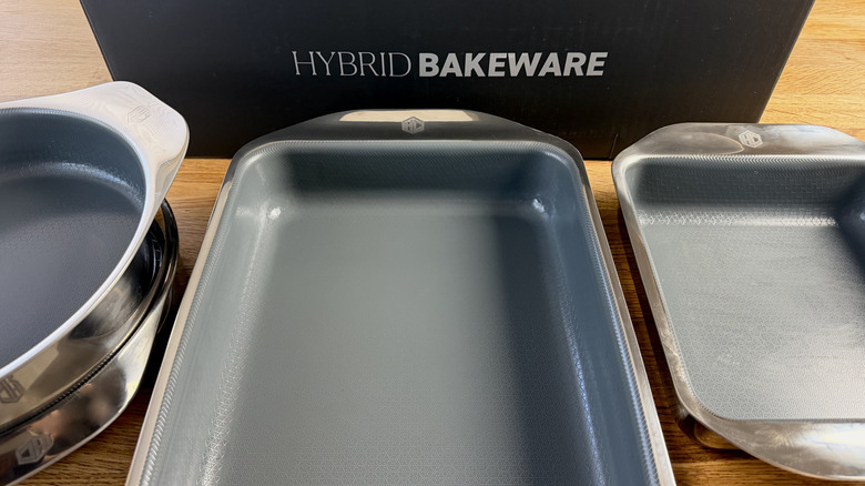 Some of the pans in the HexClad Hybrid Bakeware Set