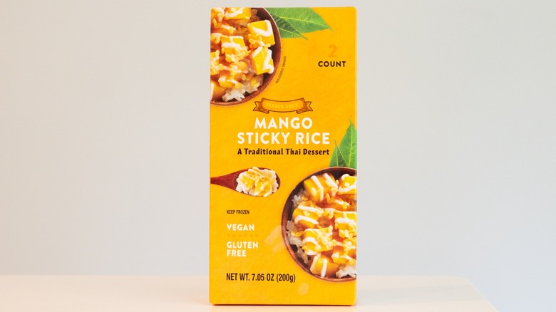 A box of Trader Joe's Mango Sticky Rice