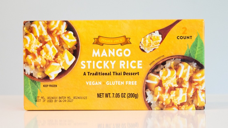 A box of Trader Joe's Mango Sticky Rice