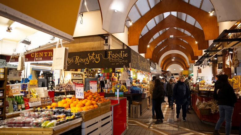A market hall with food stalls in Cork, Ireland
