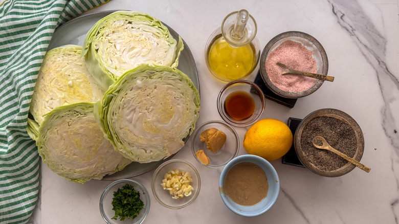 Roasted cabbage steak with tahini drizzle recipe ingredients