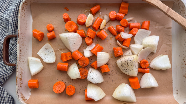 vegetables on sheet pan